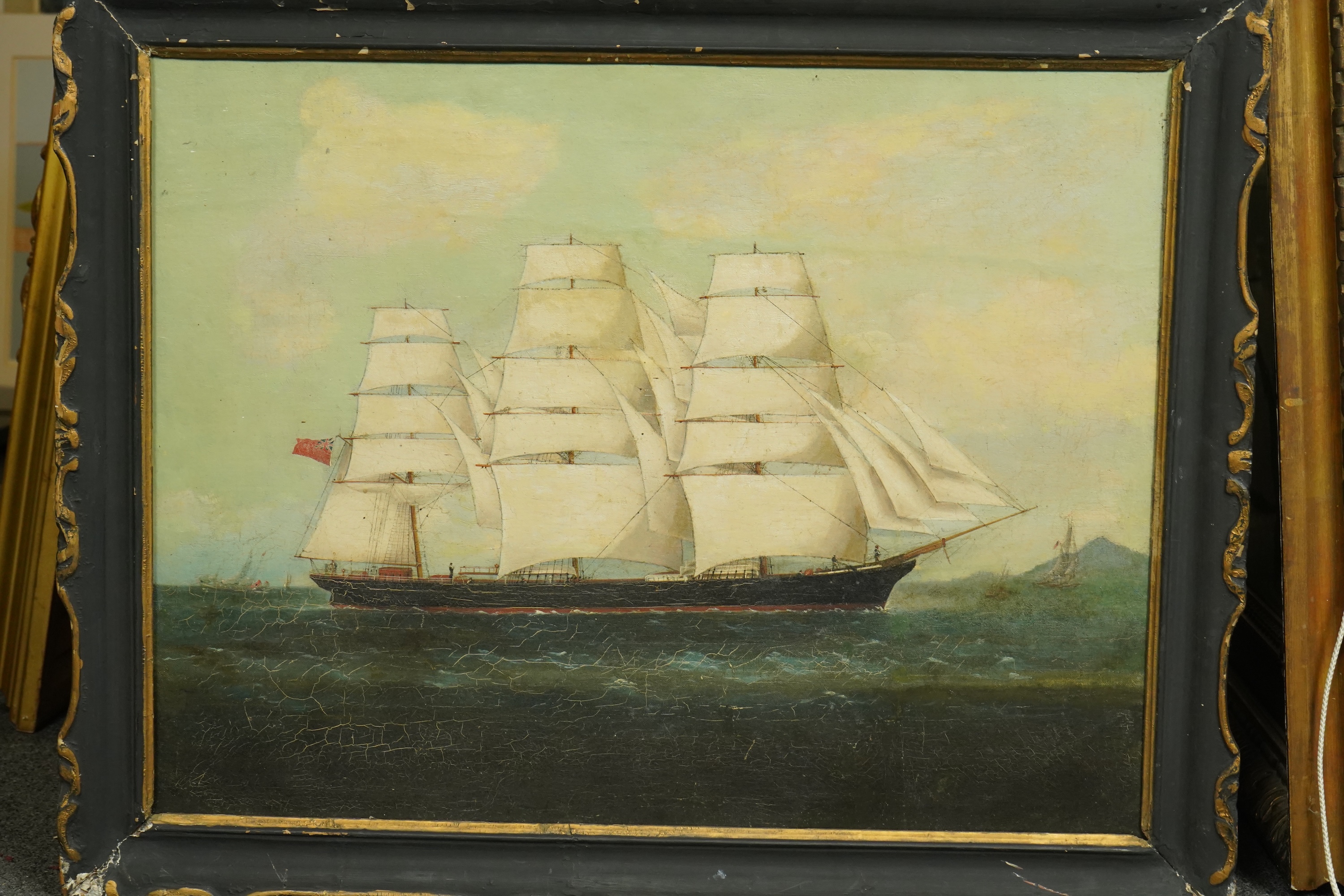 Anglo-Chinese School, circa 1850 , English Clipper ship off the Chinese coast, oil on canvas, 44.5 x 58.5cm